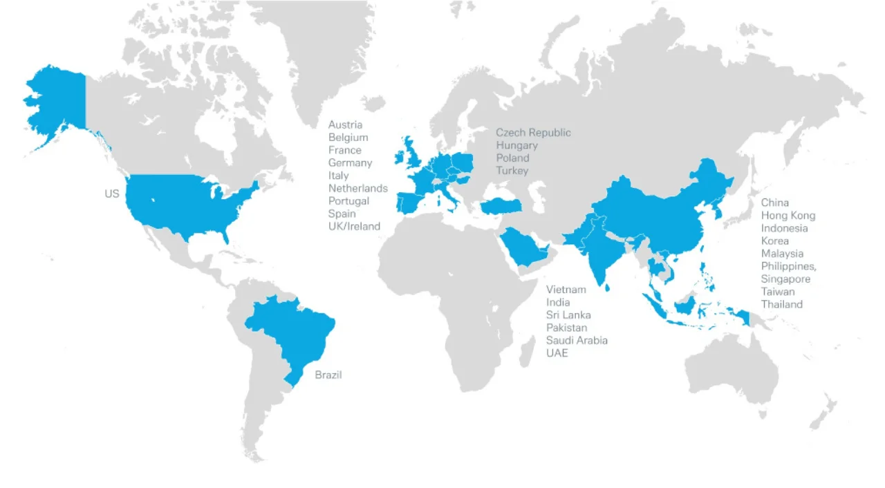 Securities Services world map