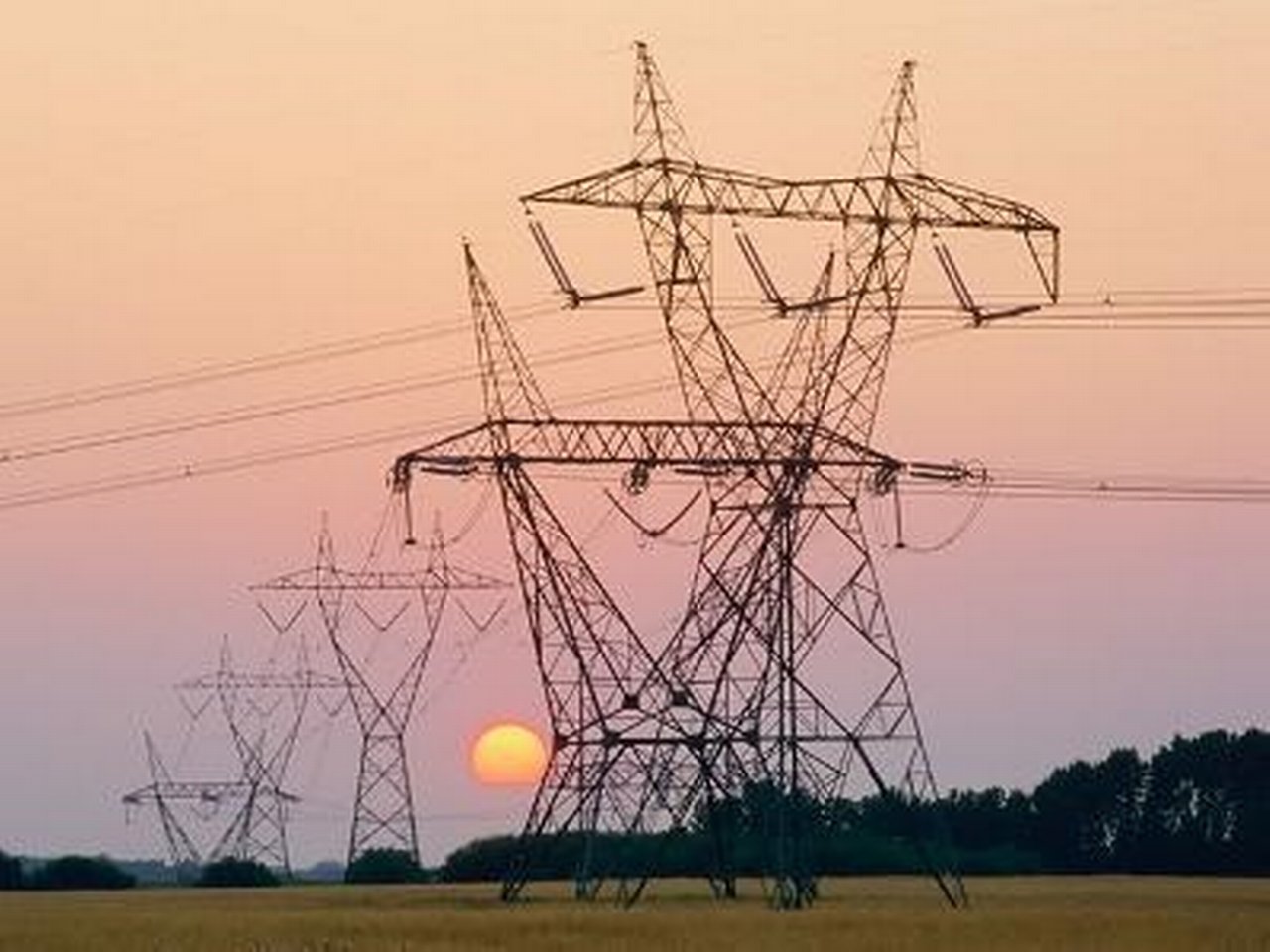 Electric towers in the sunset