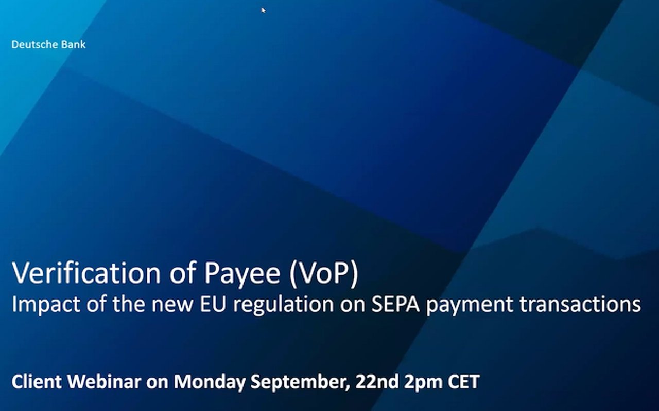 Screenshot of Client Webinar Verification of Payee (VoP)