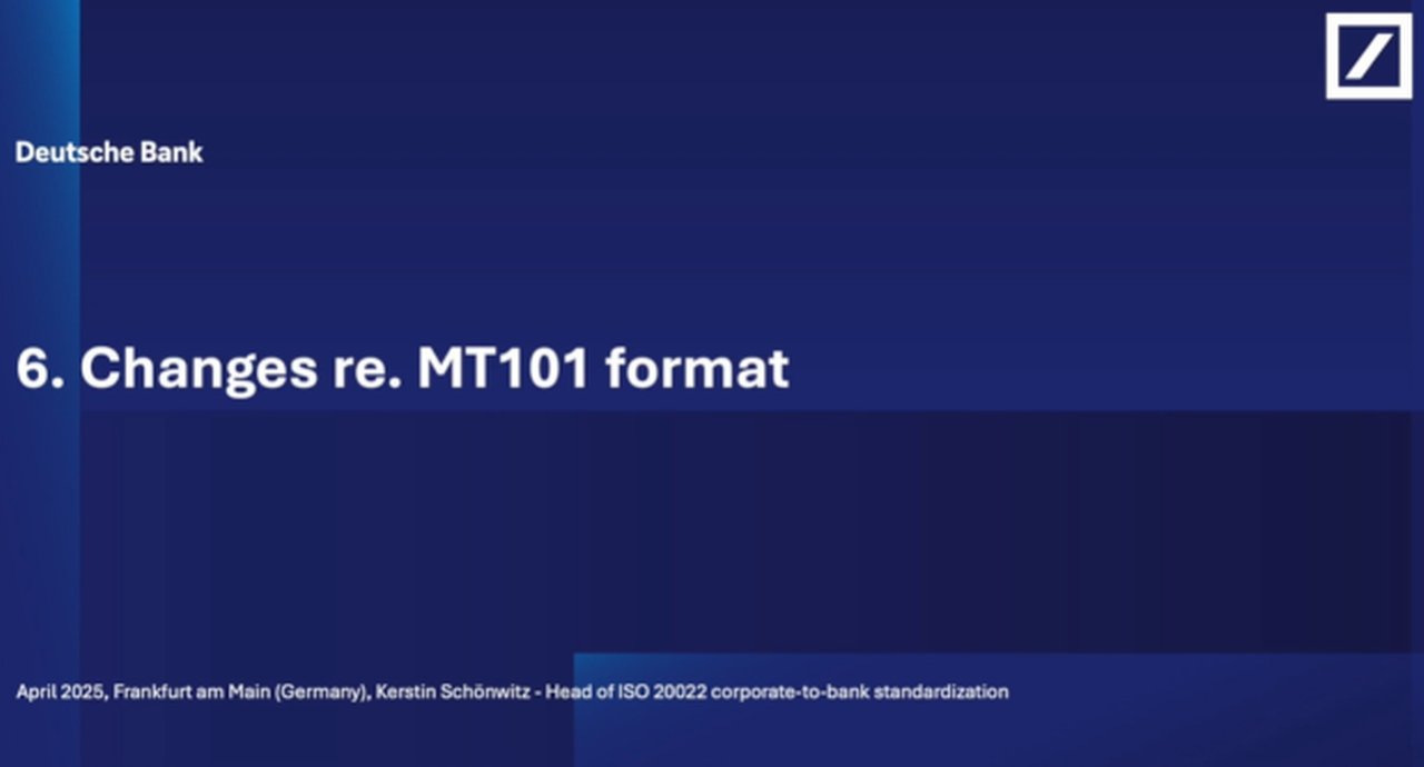 Changes re. MT101 format