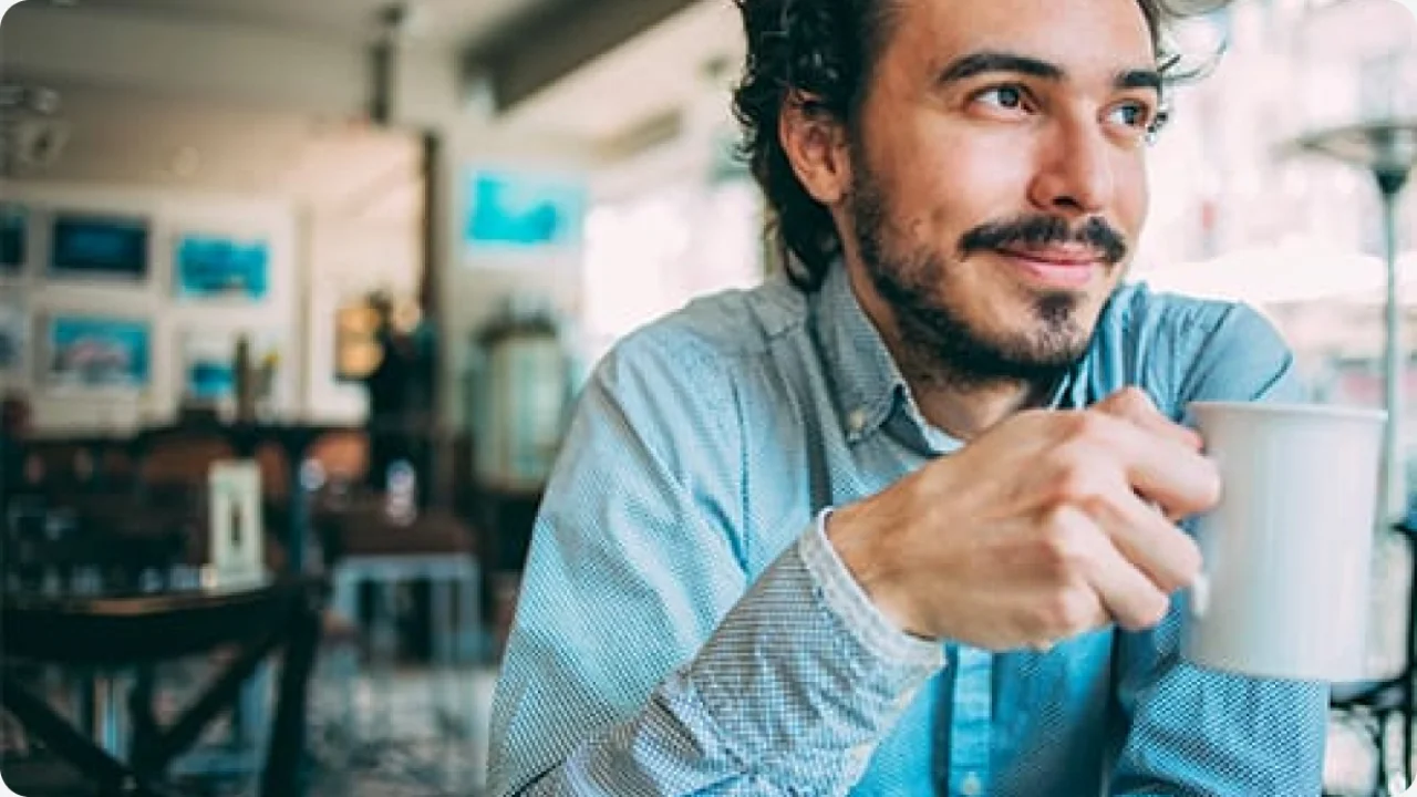 Man with coffee cup