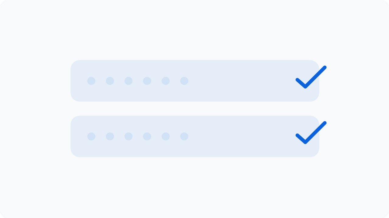 A login mask displaying correctly entered passowrd fields