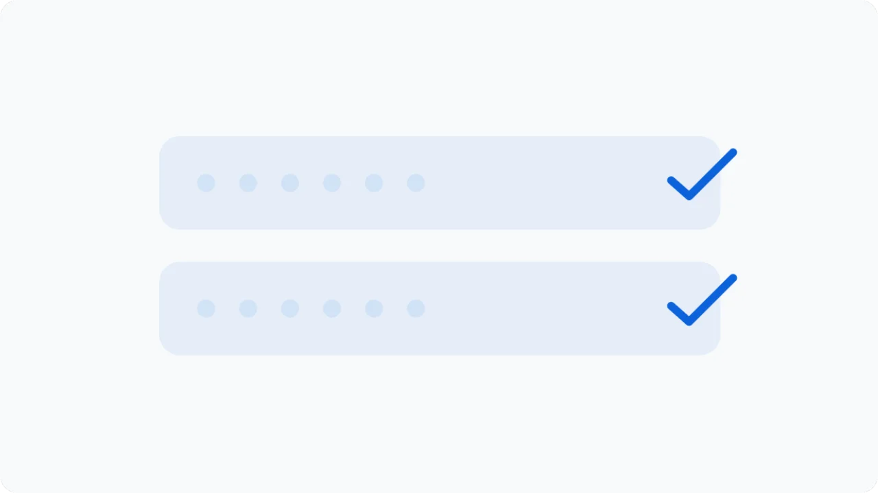 A login mask displaying correctly entered passowrd fields