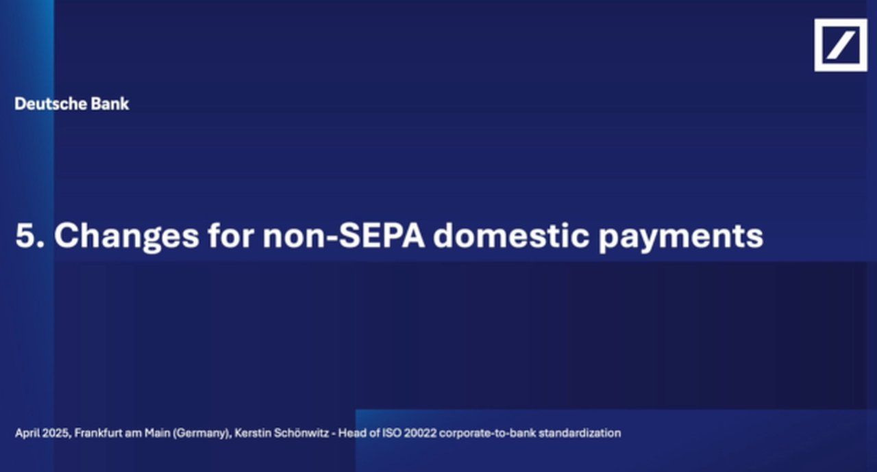 Changes for non-SEPA domestic payments