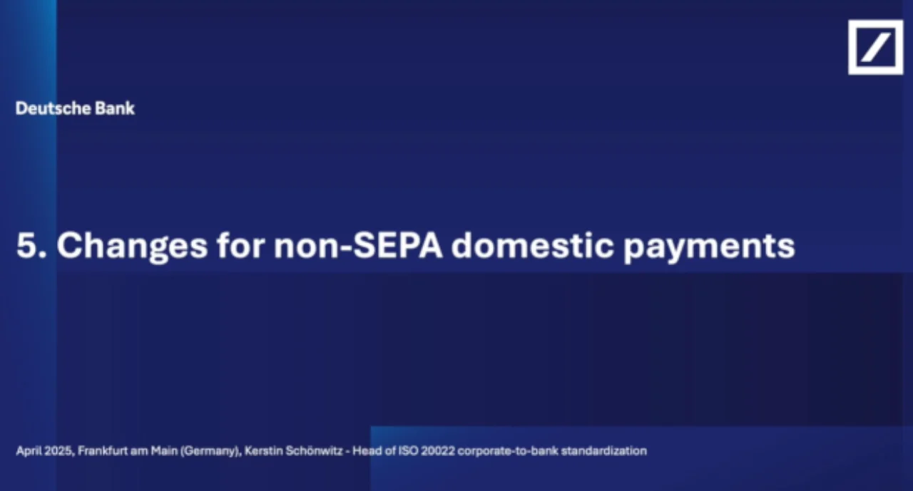 Changes for non-SEPA domestic payments