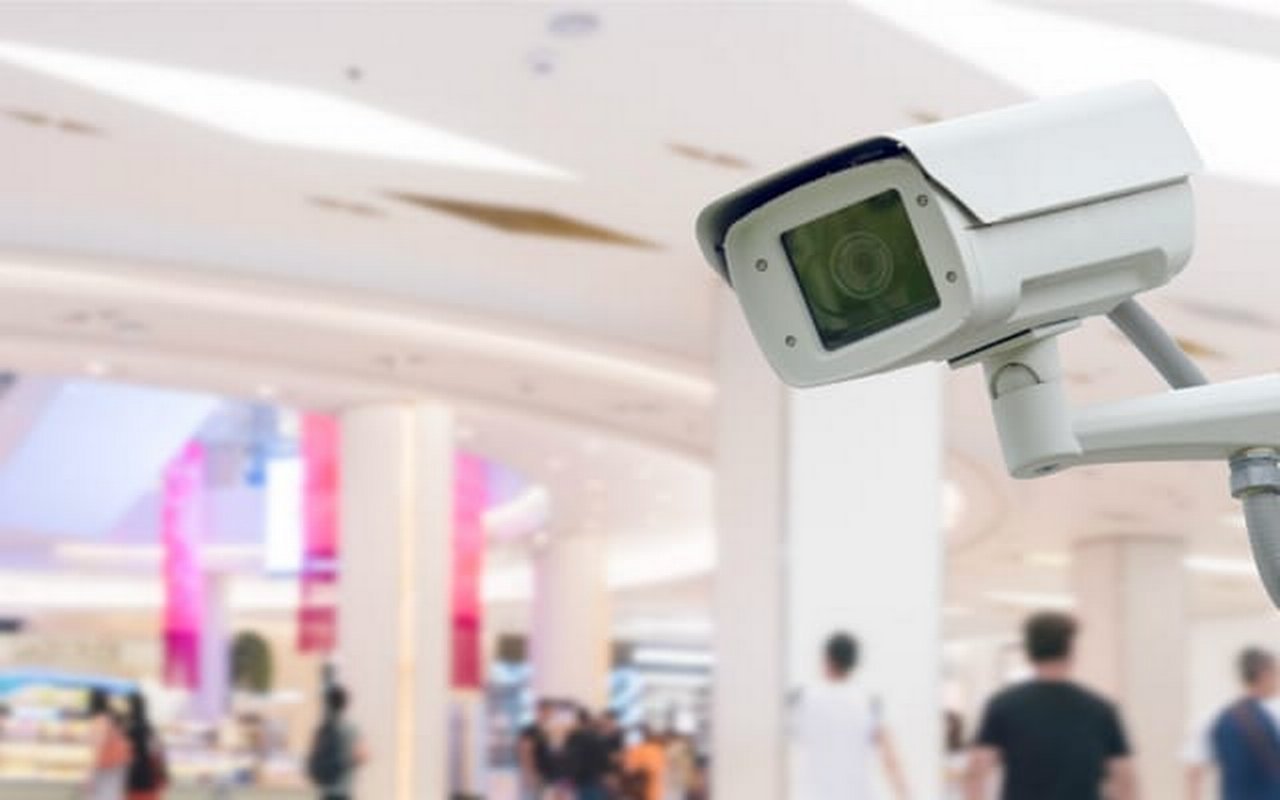 CCTV camera in shopping mall and retail store interior