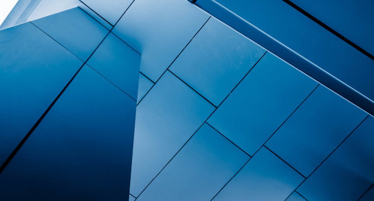 Building tiles in various shades of blue
