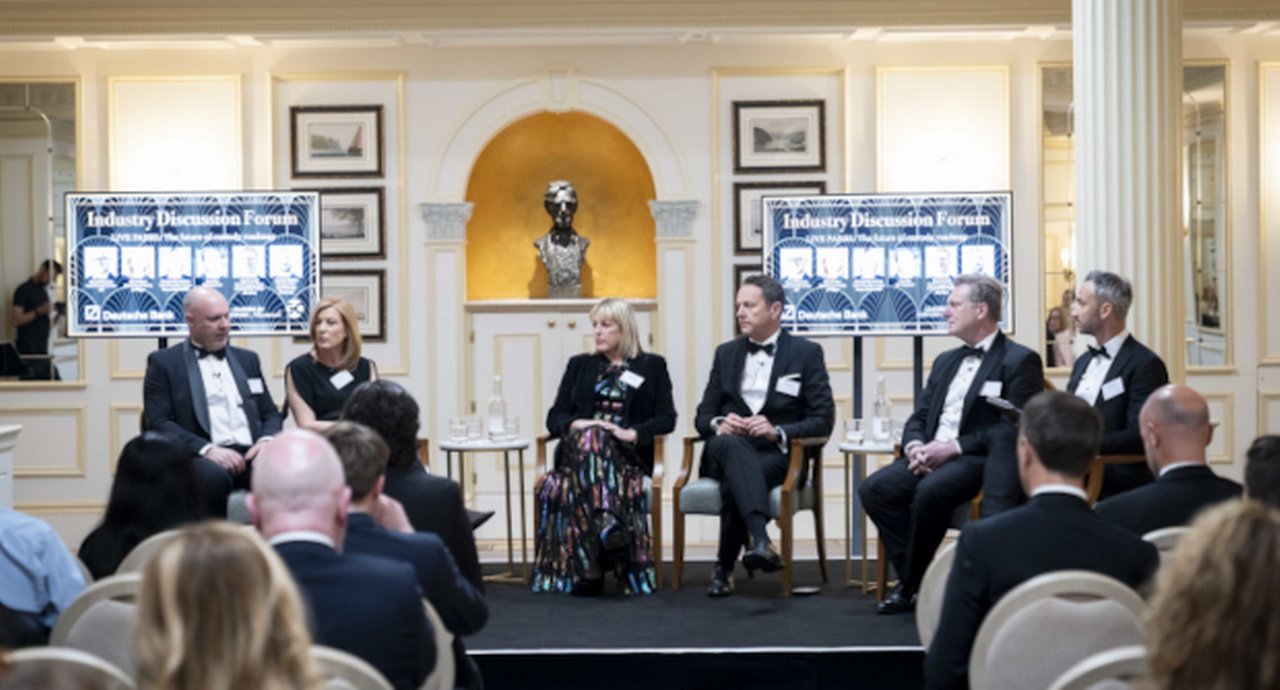 ‘Future of custody roadmap’ forum discussion, left to right: Ryan Cuthbertson (BNY); Hannah Elson (JP Morgan); Fiona Neville (Deutsche Bank); Sam Riley (Clearstream); Chris Rowland (State Street); Jonathan Watkins (Global Custodian)