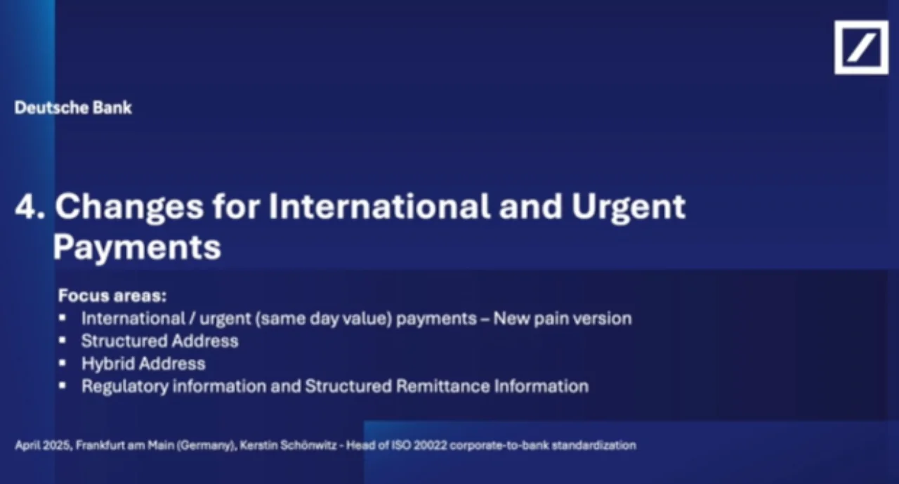 Changes for International and Urgent Payments Focus areas