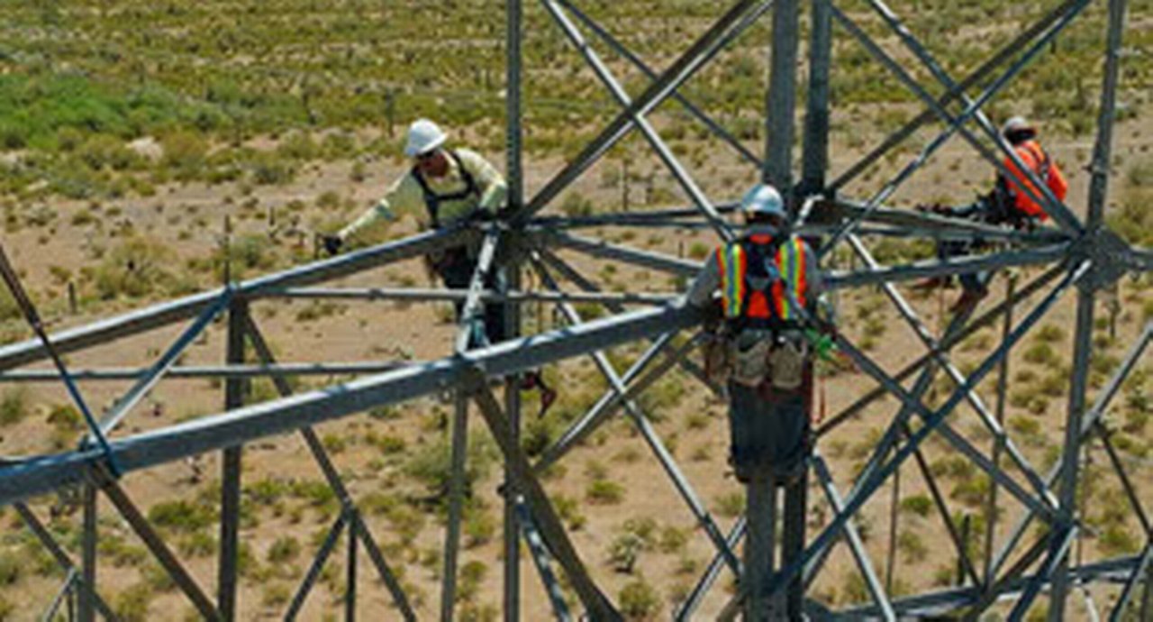 Men working on a power line