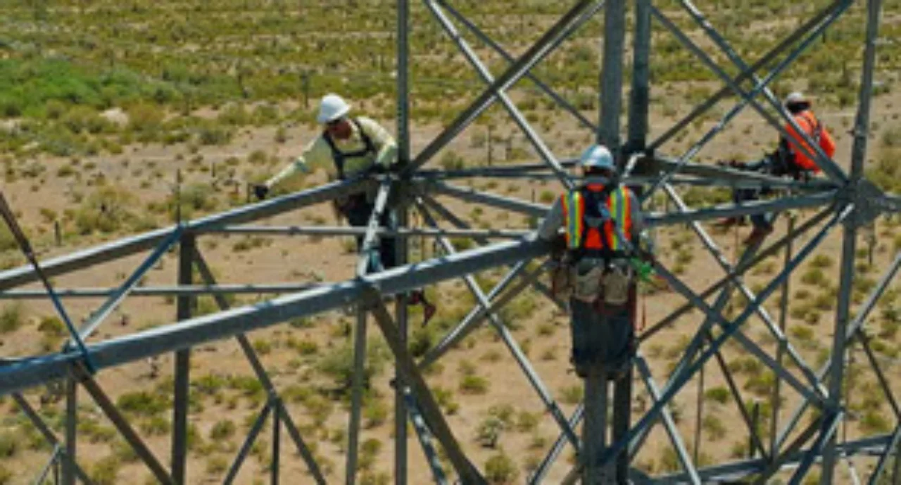 Men working on a power line