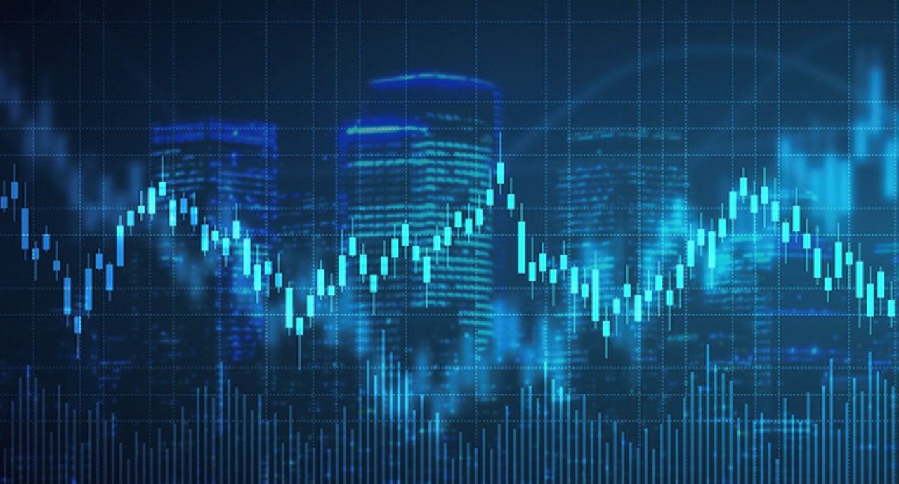 Digital graph on a digital blue background