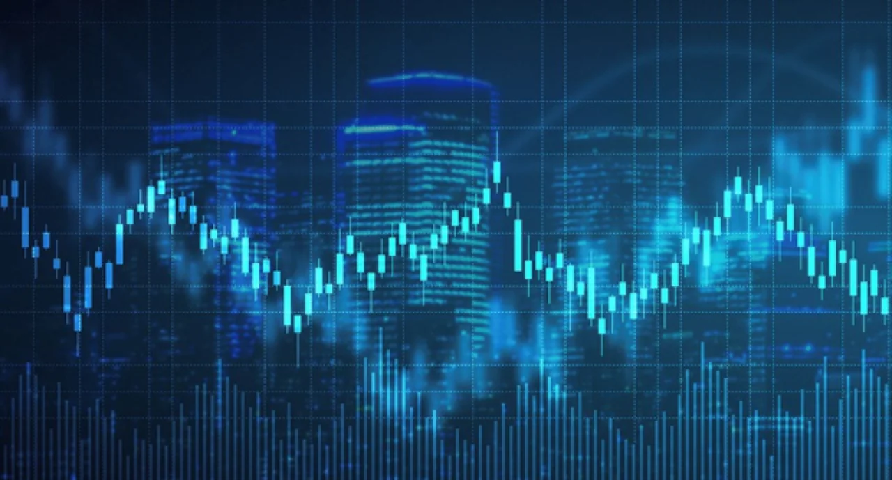 Digital graph on a digital blue background