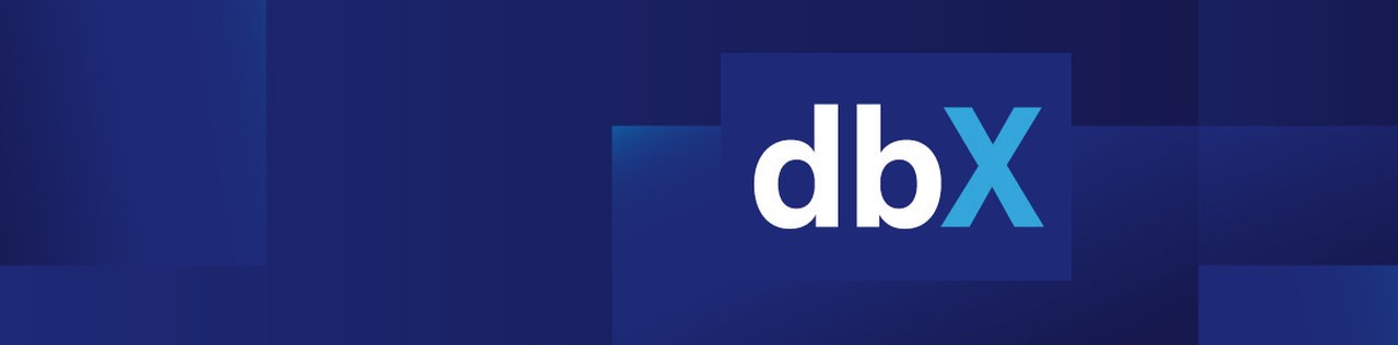 dbX written on a blue background