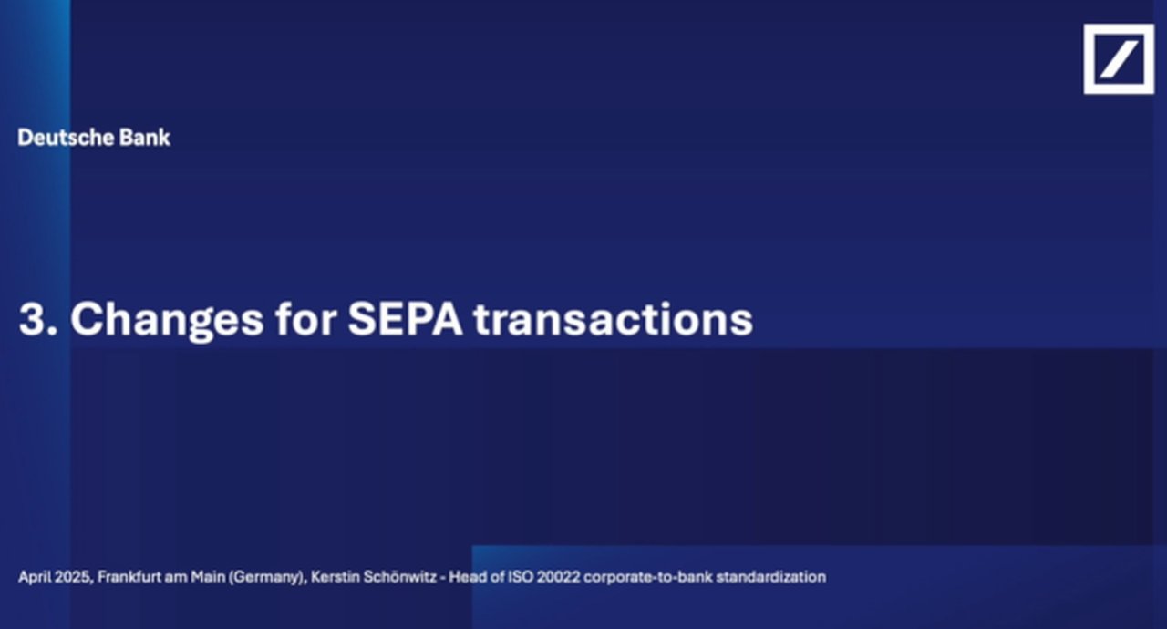 Changes for SEPA transactions