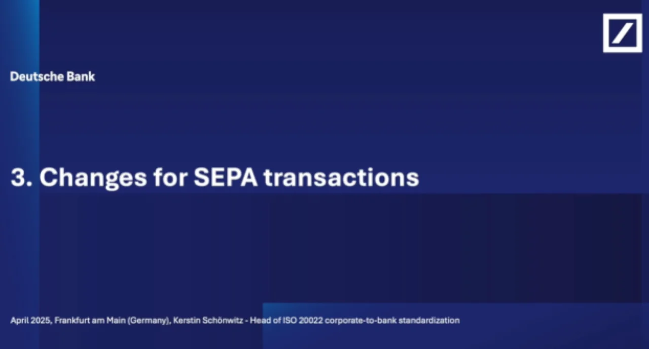 Changes for SEPA transactions
