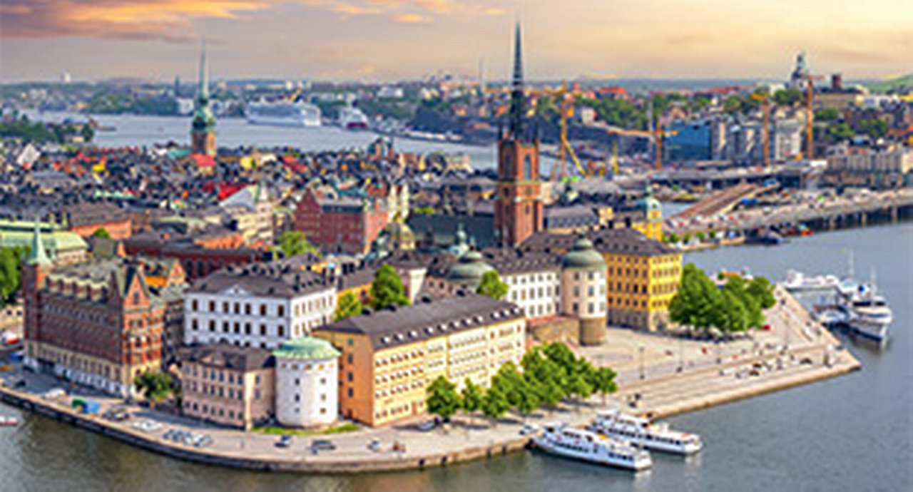 Cluster of colorful buildings in Stockholm
