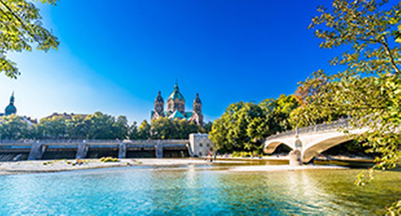 River view with historic buildings in the background