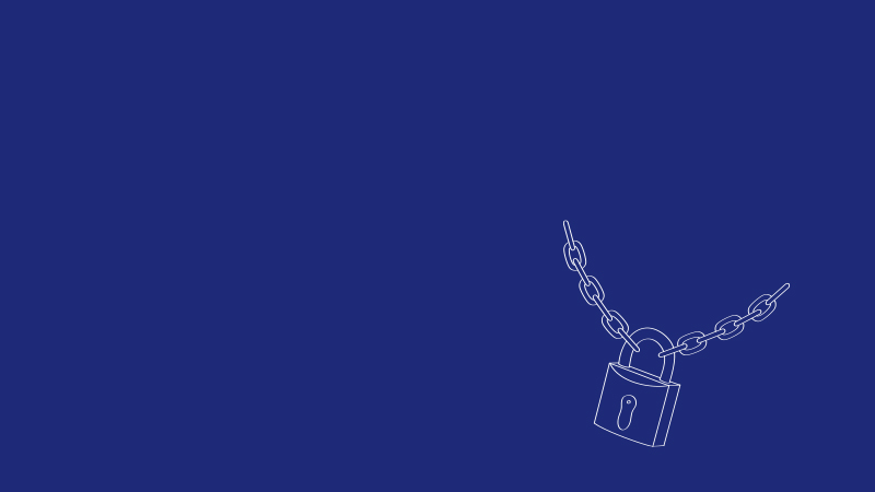 Lock and chain vector image on a blue background