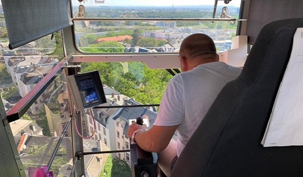 Crane driver at the controls